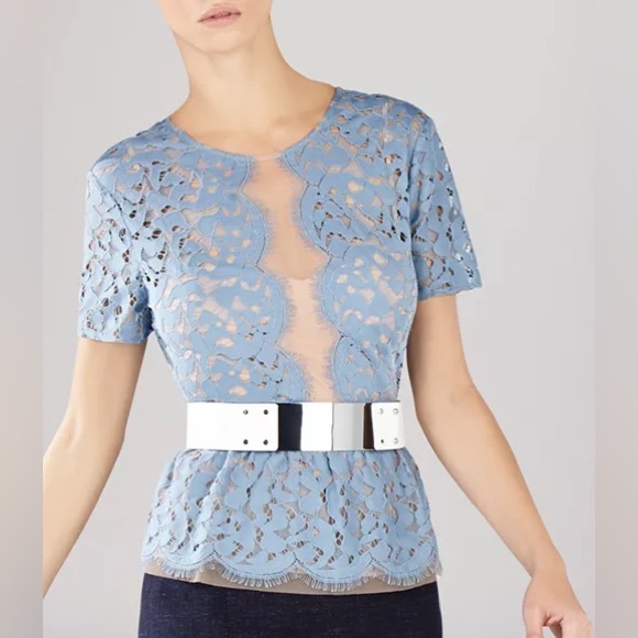 BCBG MaxAzria Blue Lace Top - Picture 1 of 7